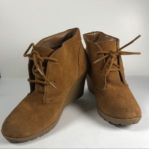 Merona lace up wedge booties